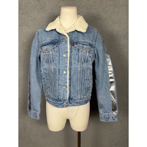 Levi's Jackets & Blazers - Levis Women's Denim Shine Theory Sherpa Jacket Size Extra Small Blue NWT's